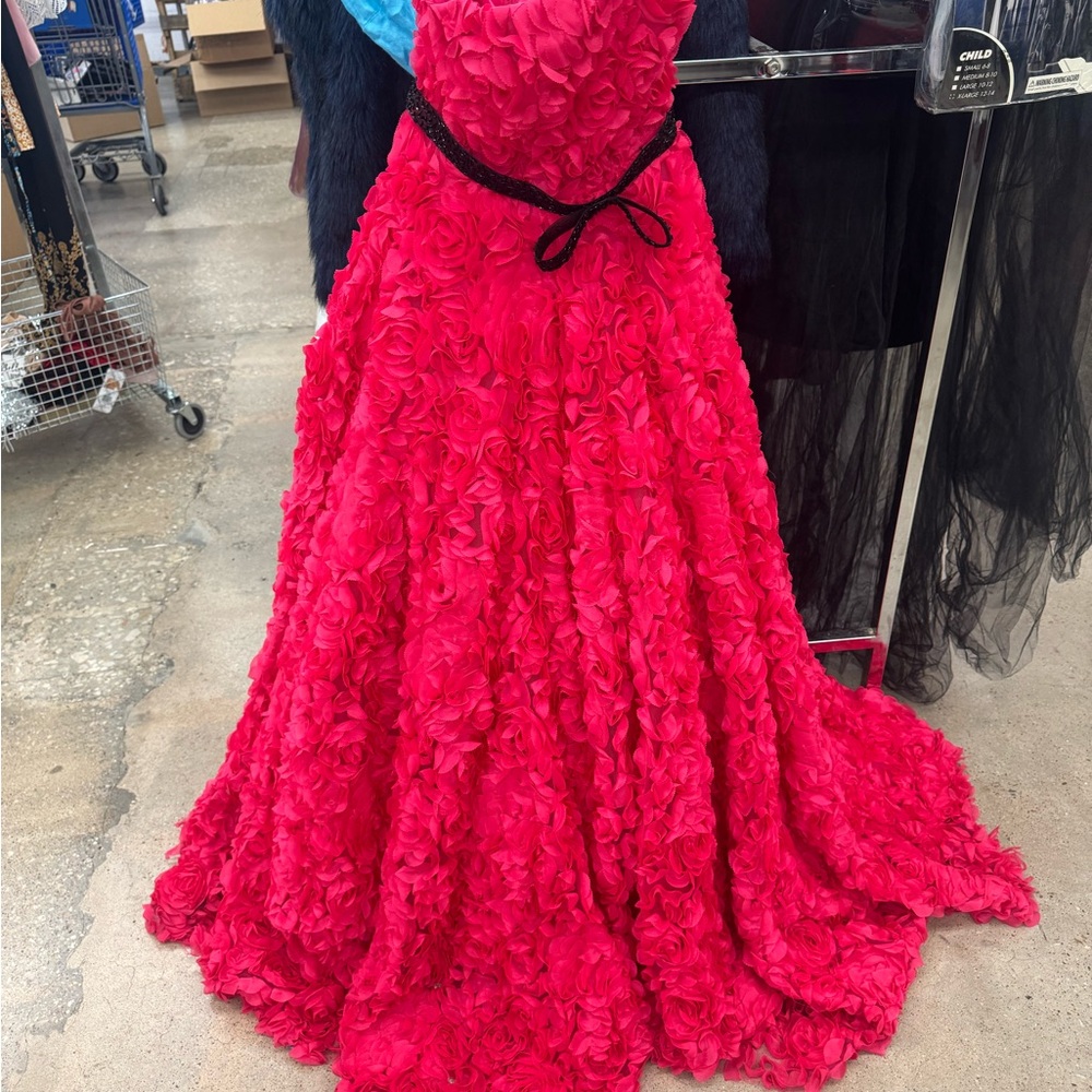 Johnathan Kayne Red Floral Prom Dress